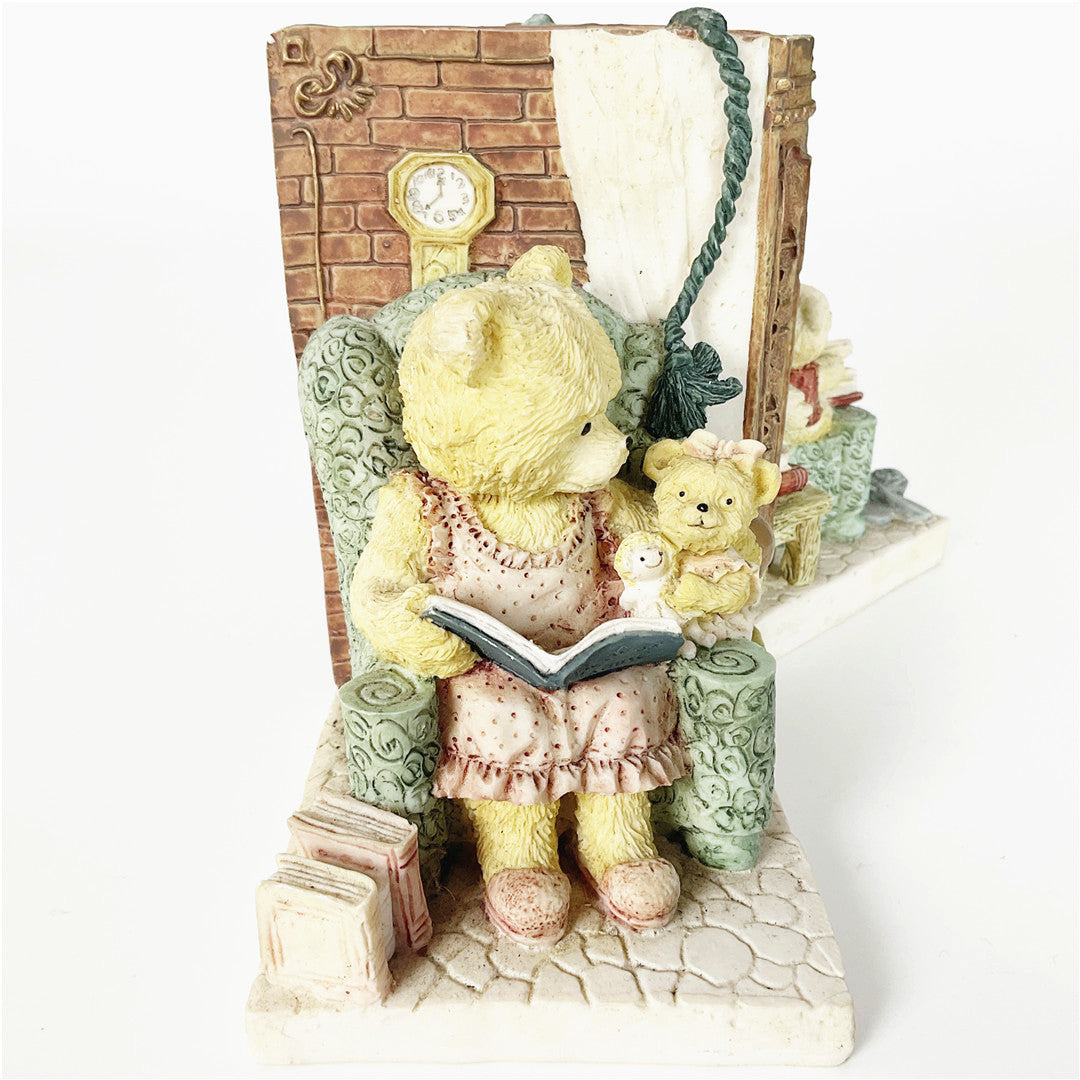 Teddy Tales Bear Bookends Pair – Decorative Resin Book Ends