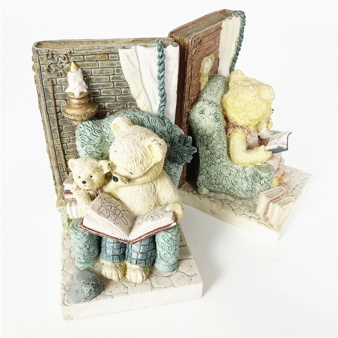 Teddy Tales Bear Bookends Pair – Decorative Resin Book Ends