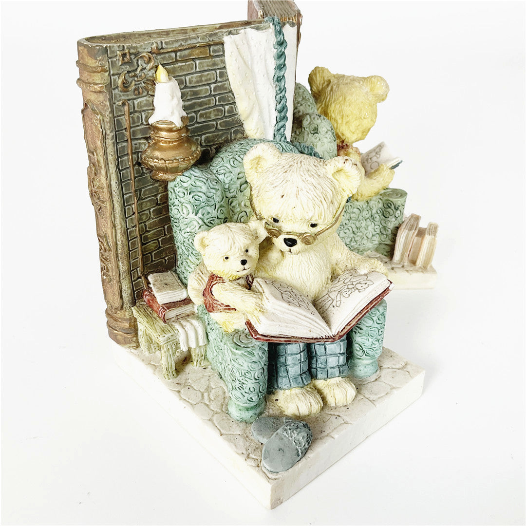 Teddy Tales Bear Bookends Pair – Decorative Resin Book Ends