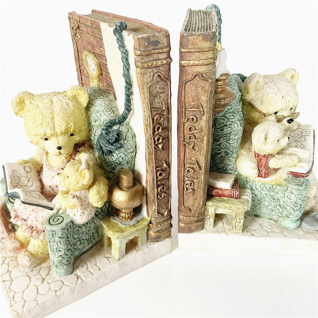 Teddy Tales Bear Bookends Pair – Decorative Resin Book Ends