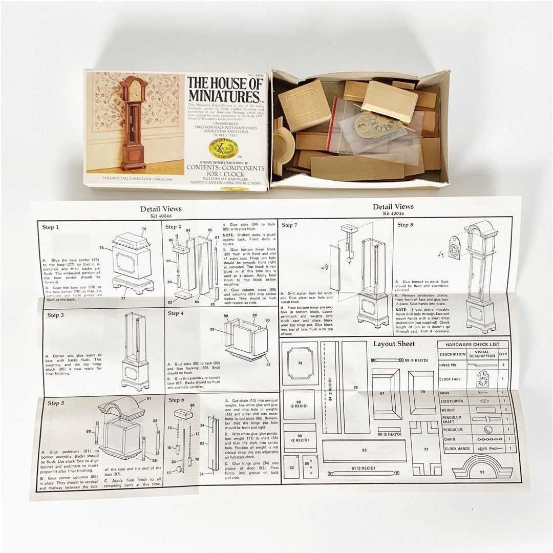 The House of Miniatures William & Mary Tall Case Clock Kit No. 4006