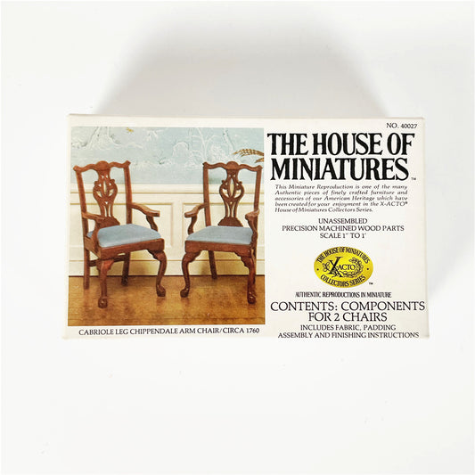 The House of Miniatures Chippendale Arm Chair Kit No. 40027 – Set of 2 Chairs