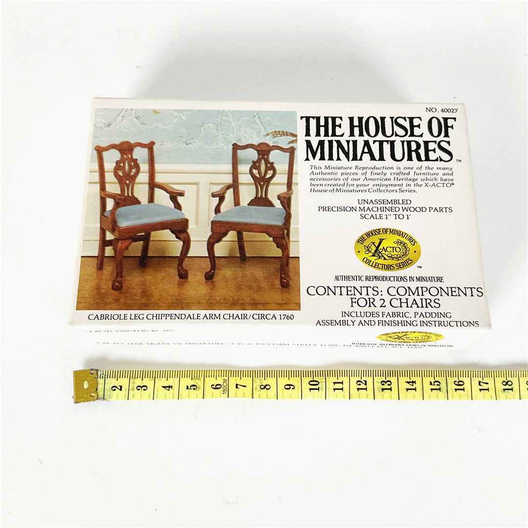 The House of Miniatures Chippendale Arm Chair Kit No. 40027 – Set of 2 Chairs