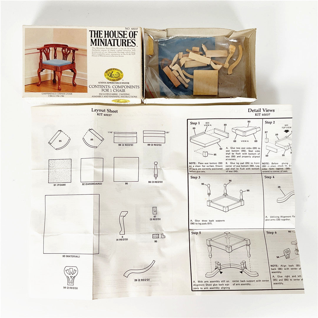 The House of Miniatures Chippendale Corner Chair Kit No. 40037