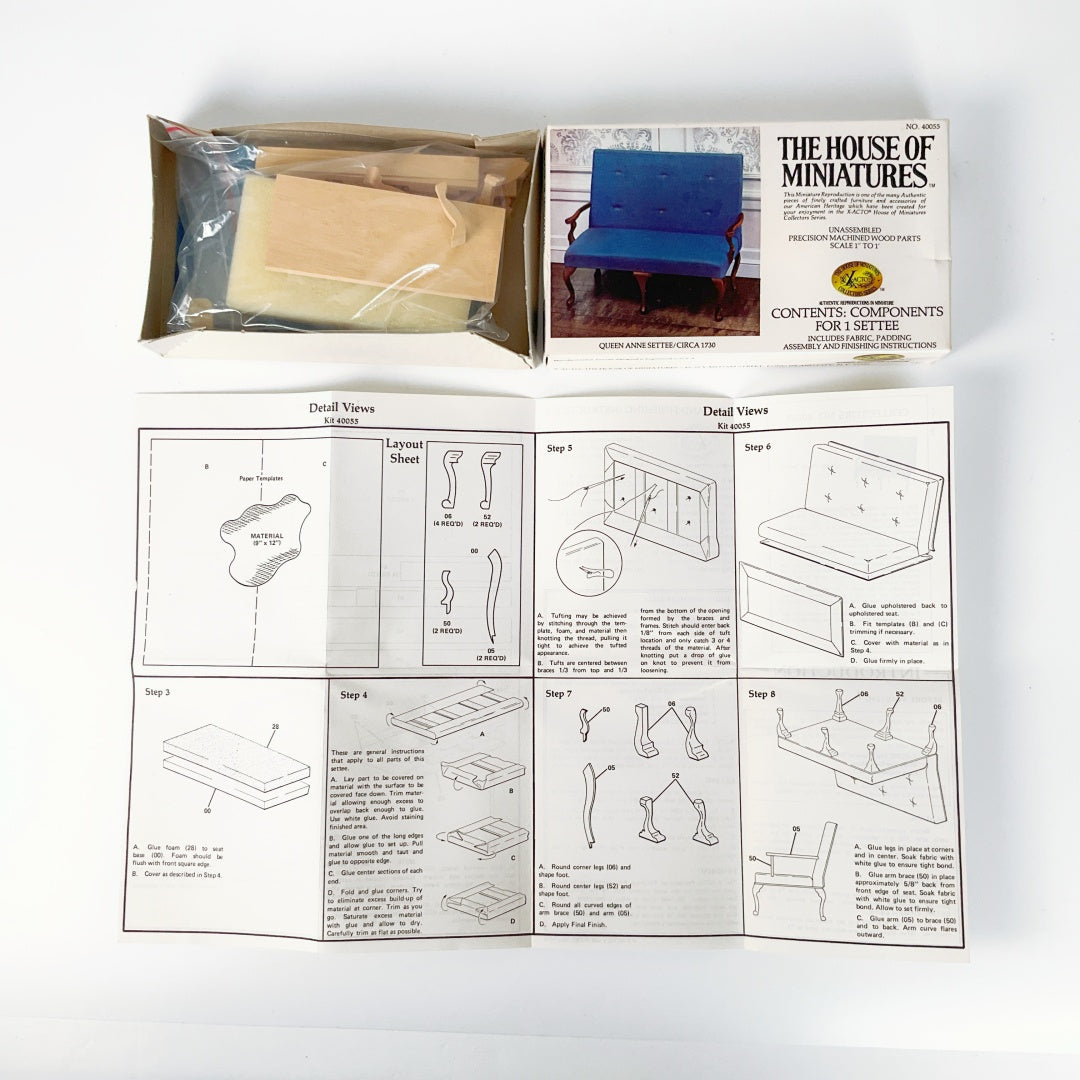 The House of Miniatures - Queen Anne Settee Kit (No.40055)