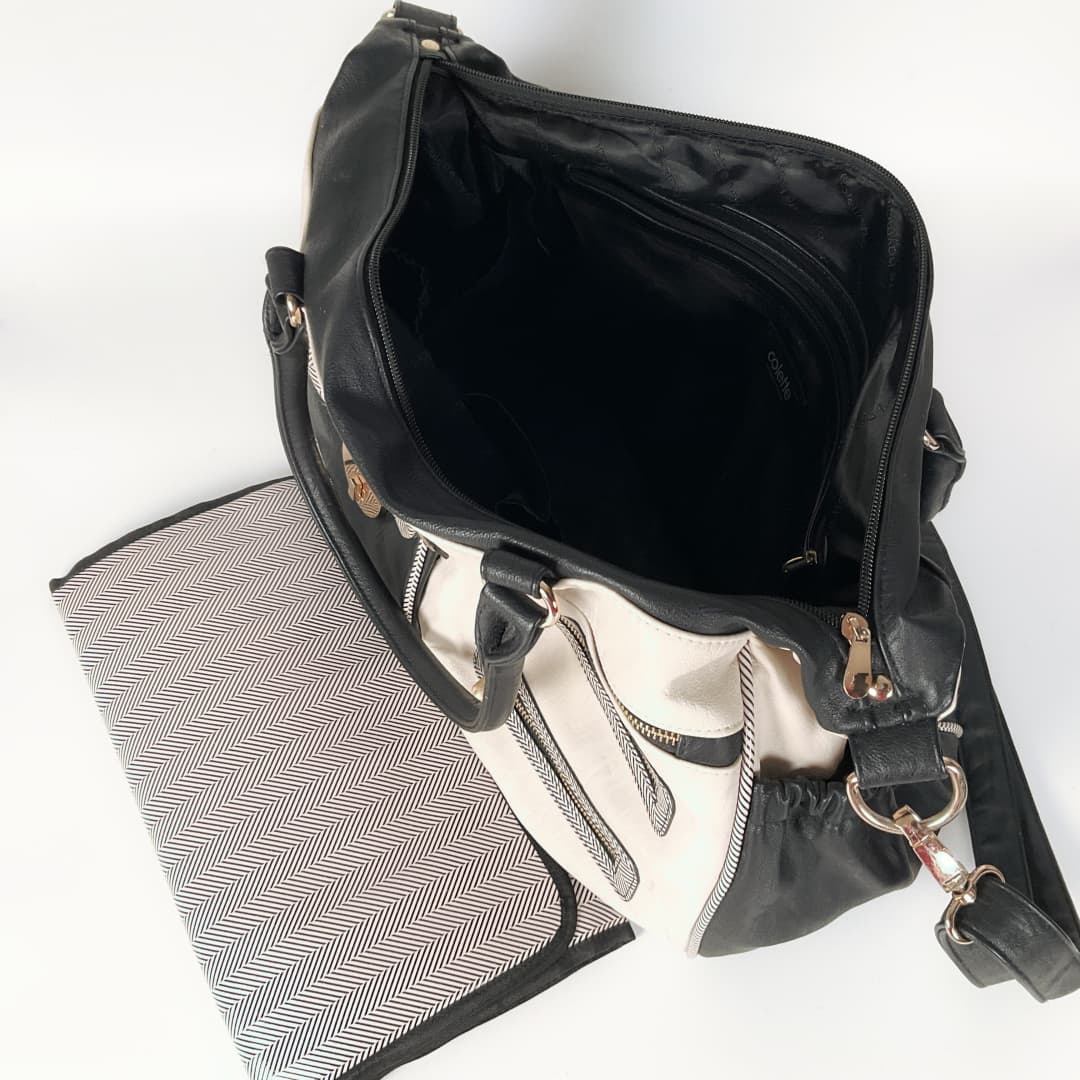 Collette - Pocket and Zip Baby Bag with Gold Hardware