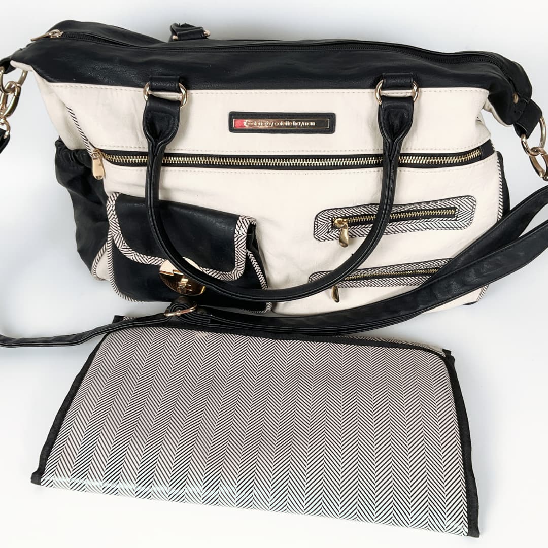 Collette - Pocket and Zip Baby Bag with Gold Hardware