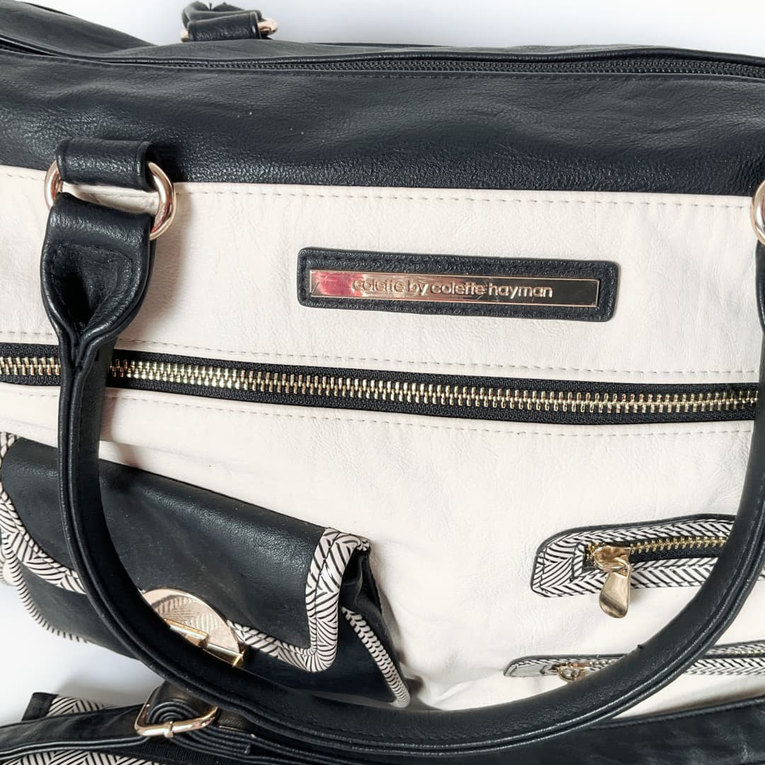 Collette - Pocket and Zip Baby Bag with Gold Hardware