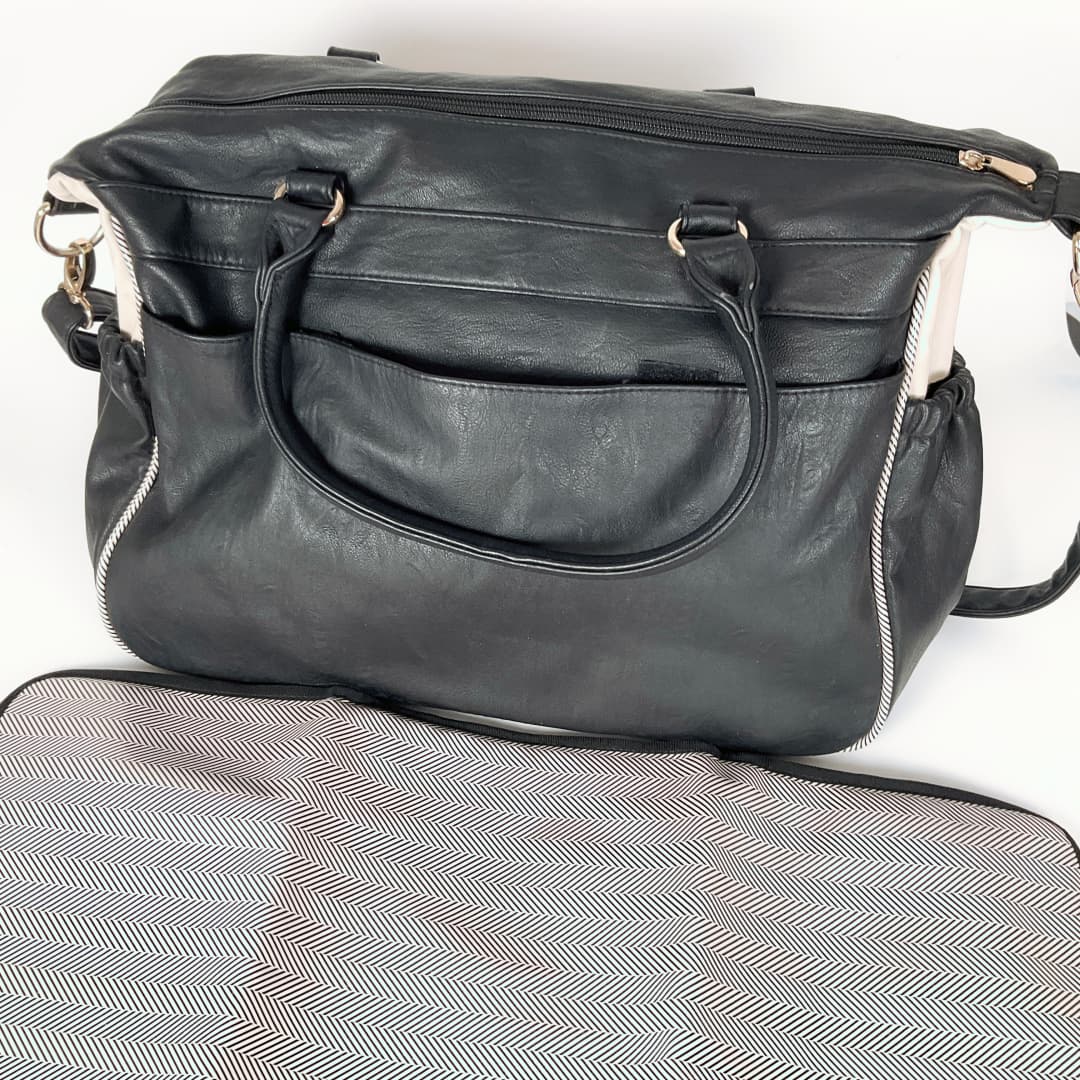 Collette - Pocket and Zip Baby Bag with Gold Hardware