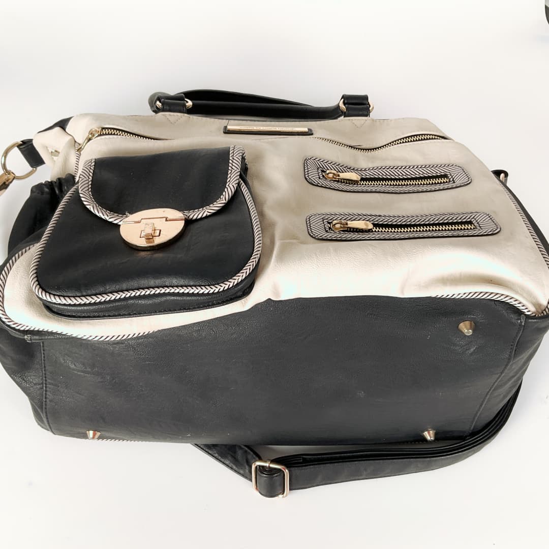Collette - Pocket and Zip Baby Bag with Gold Hardware
