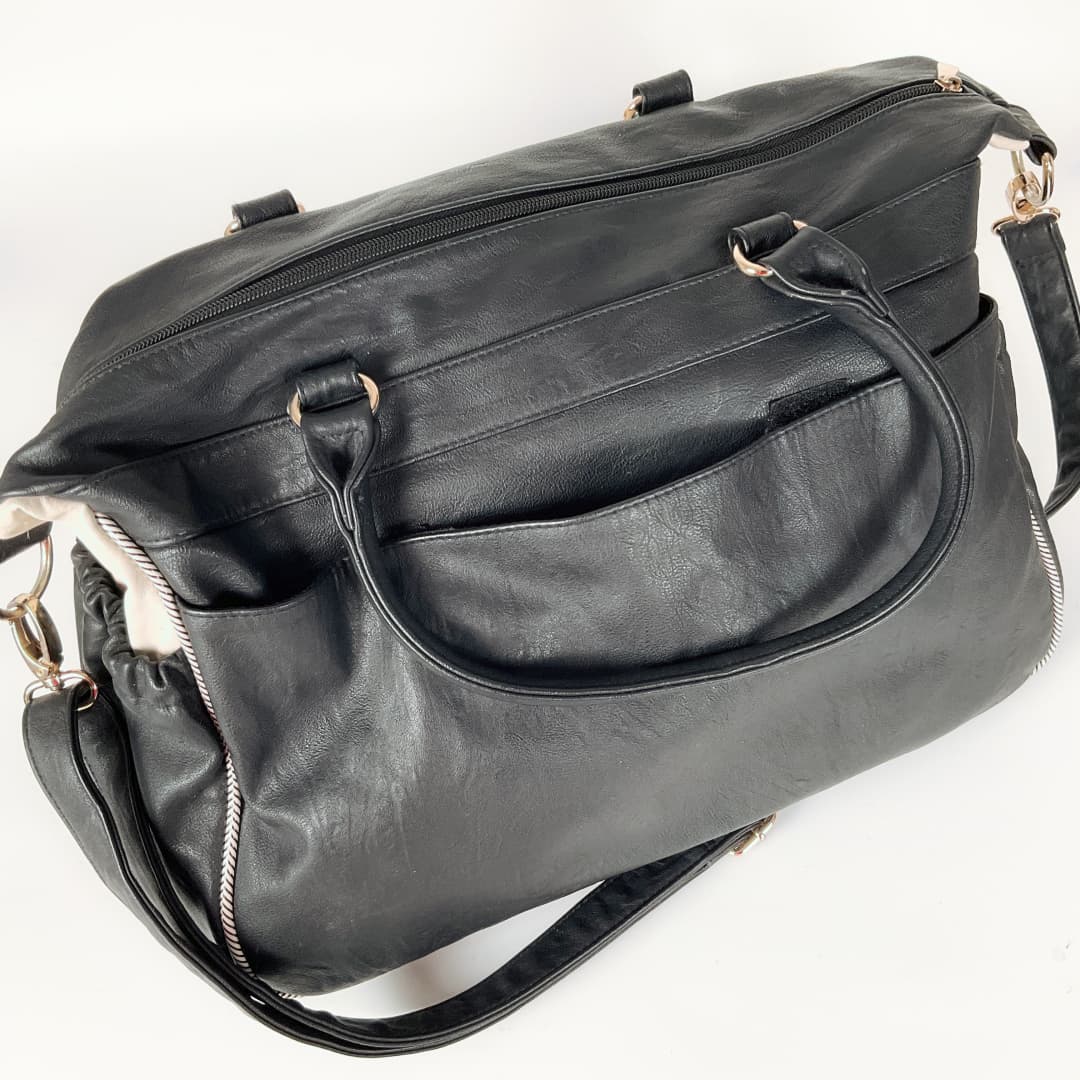 Collette - Pocket and Zip Baby Bag with Gold Hardware