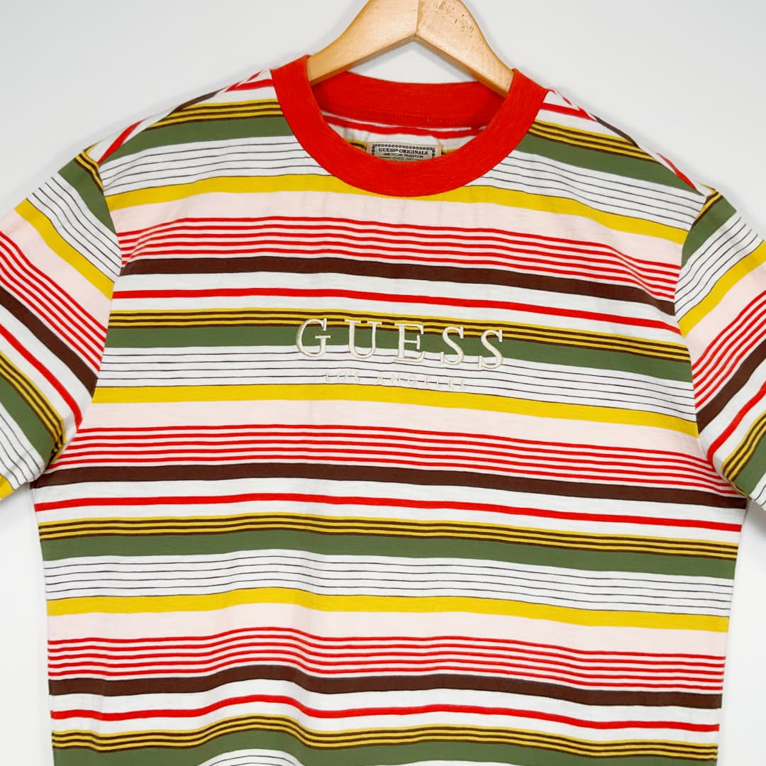 GUESS Multicolour Stripe T-Shirt – Size S