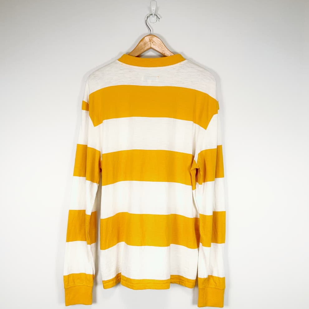 GUESS Yellow & White Stripe Long Sleeve Top – Size L