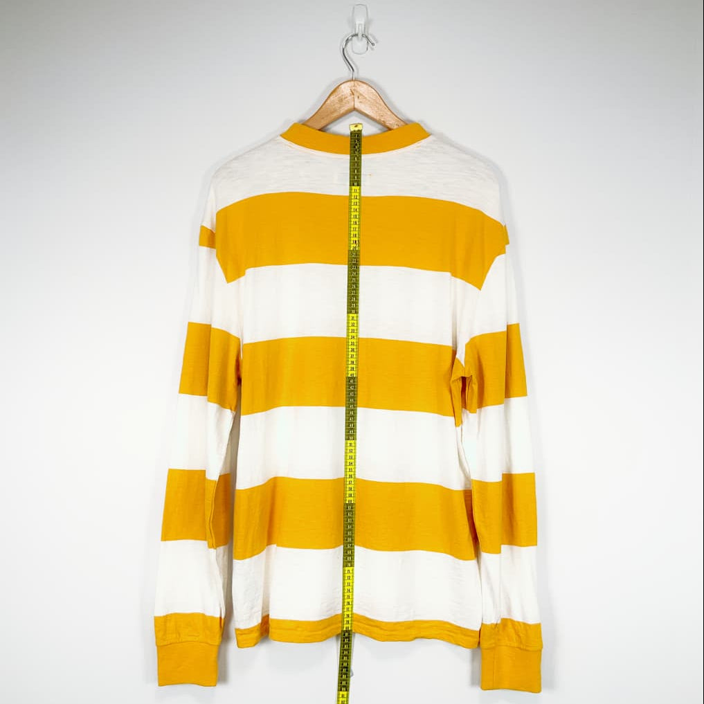 GUESS Yellow & White Stripe Long Sleeve Top – Size L