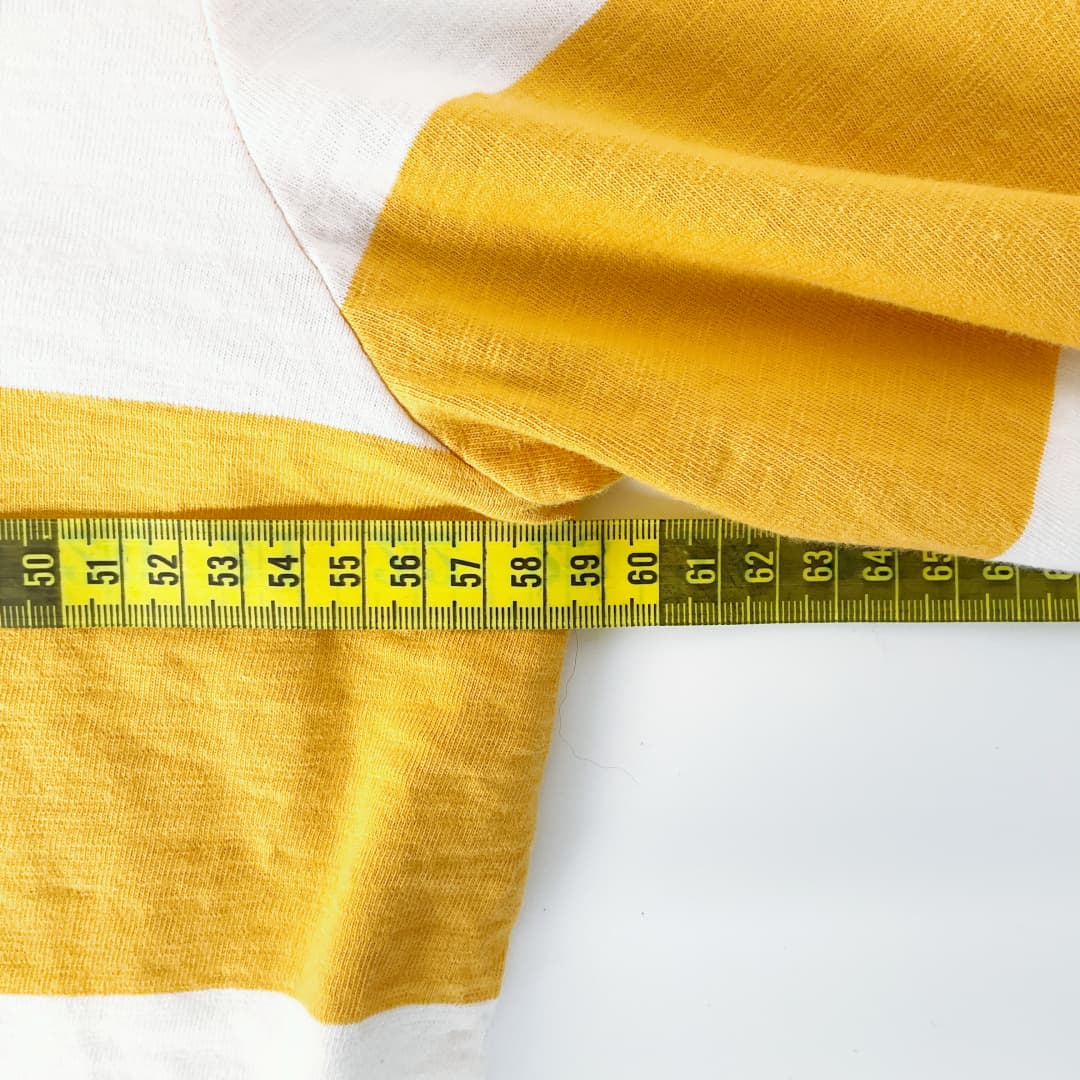 GUESS Yellow & White Stripe Long Sleeve Top – Size L