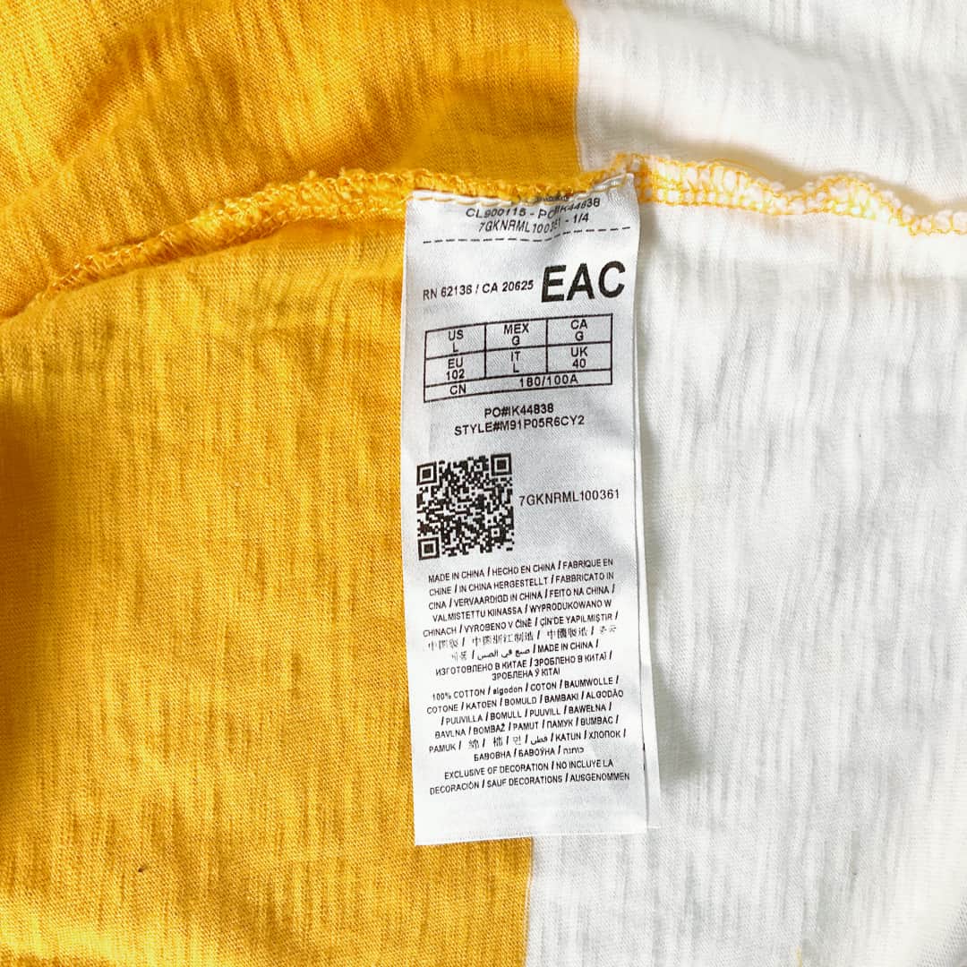 GUESS Yellow & White Stripe Long Sleeve Top – Size L