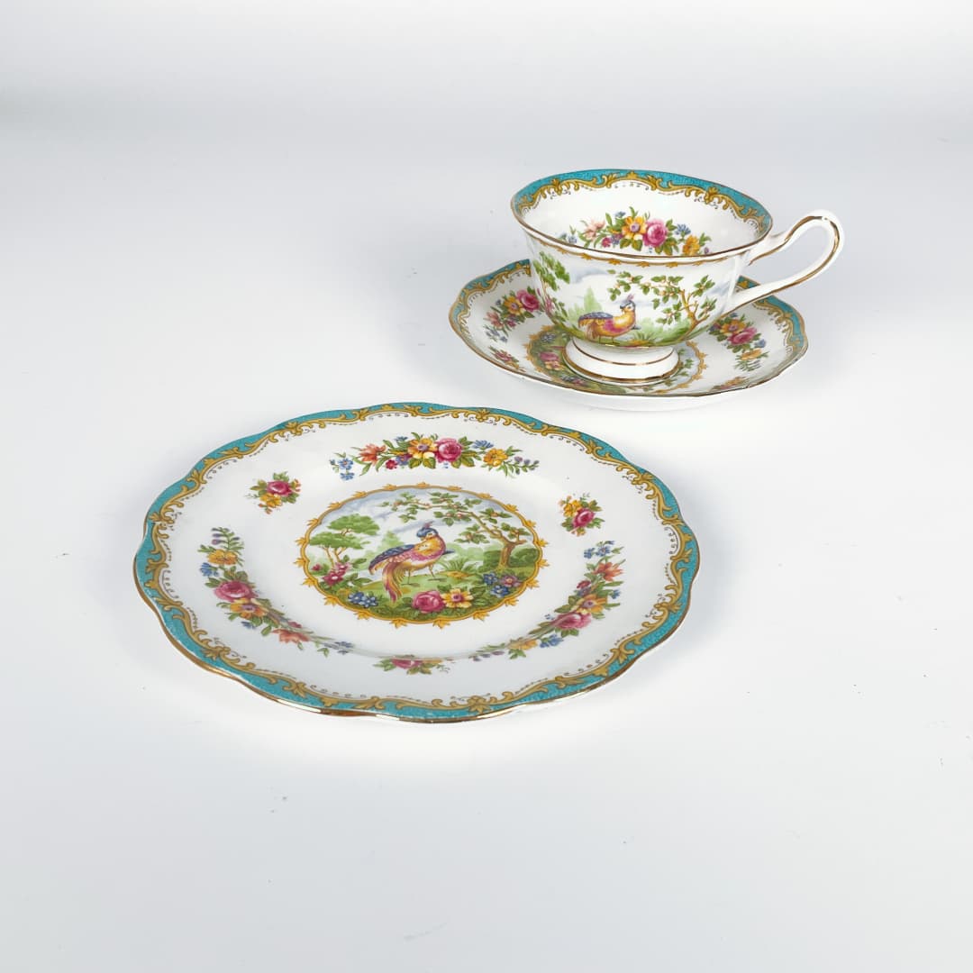 Royal Albert Bone China - Chelsea Bird Tea Cup and Saucers Trio Set