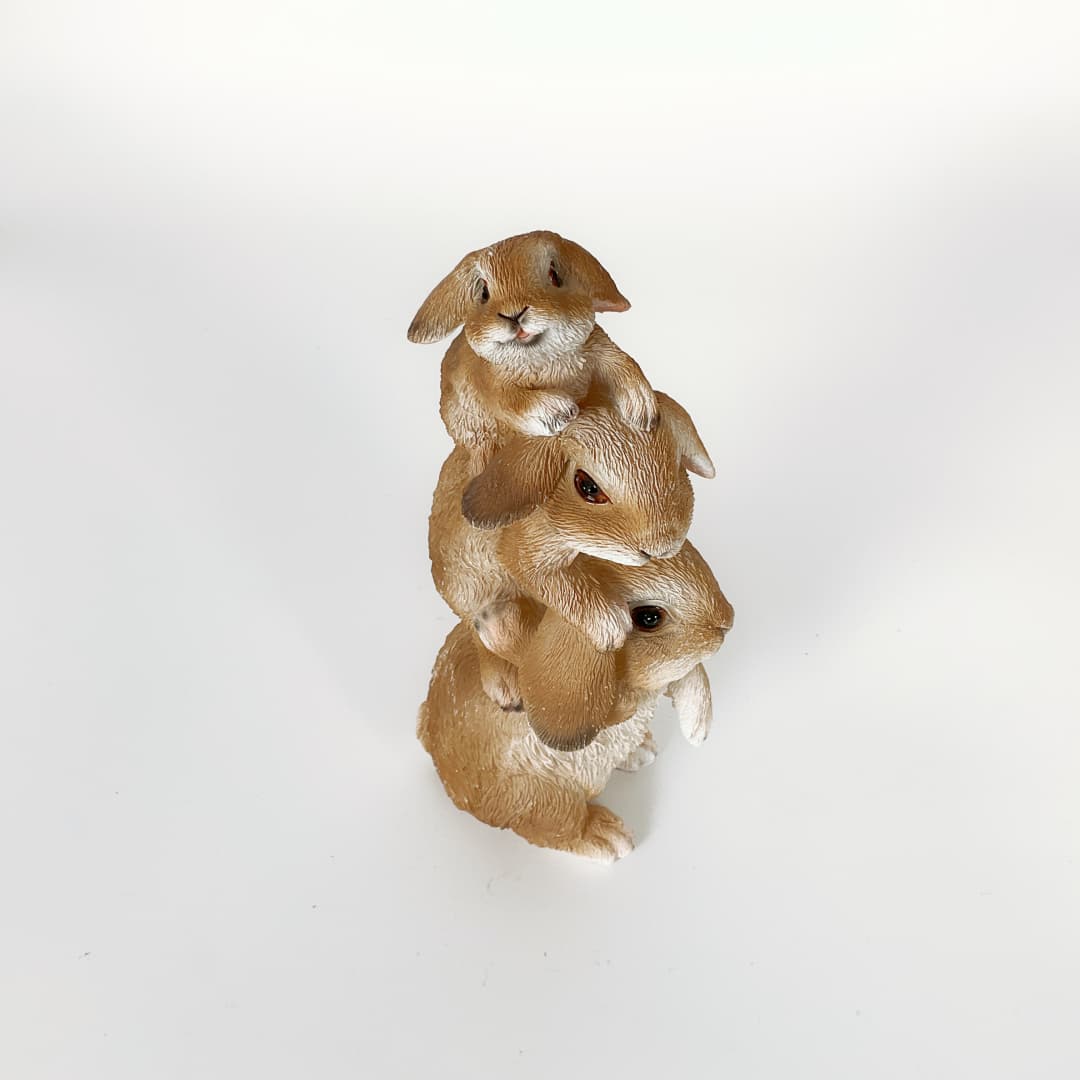 Stacked Bunny Rabbit Figurine