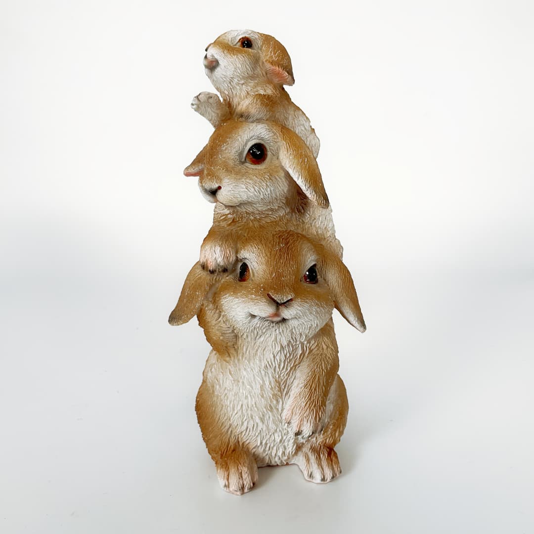 Stacked Bunny Rabbit Figurine