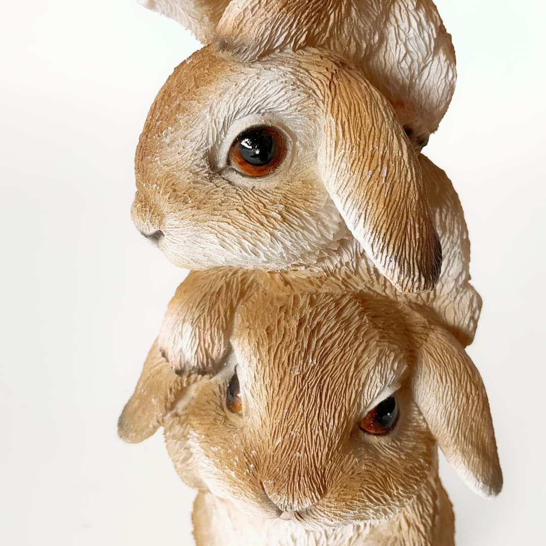 Stacked Bunny Rabbit Figurine