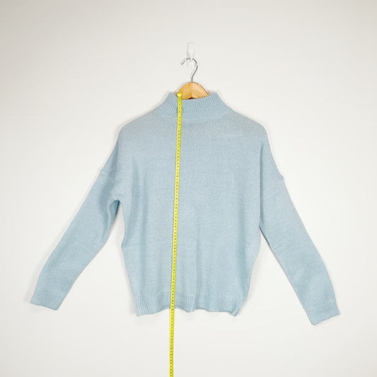 GLASSONS - Blue Mock Neck Knit Jumper