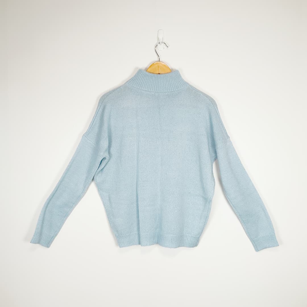 GLASSONS - Blue Mock Neck Knit Jumper
