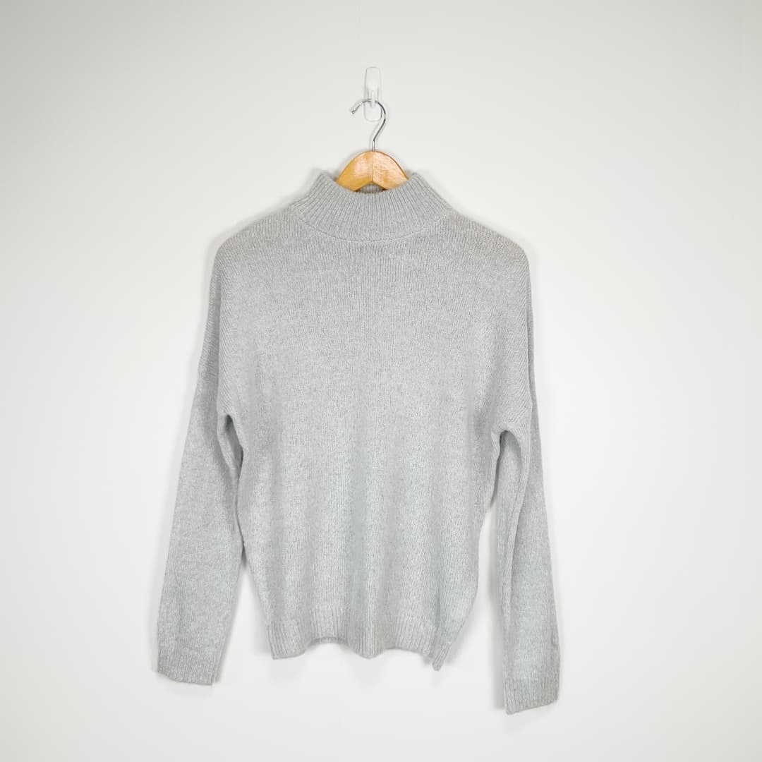 GLASSONS - Grey Mock Neck Knit Jumper