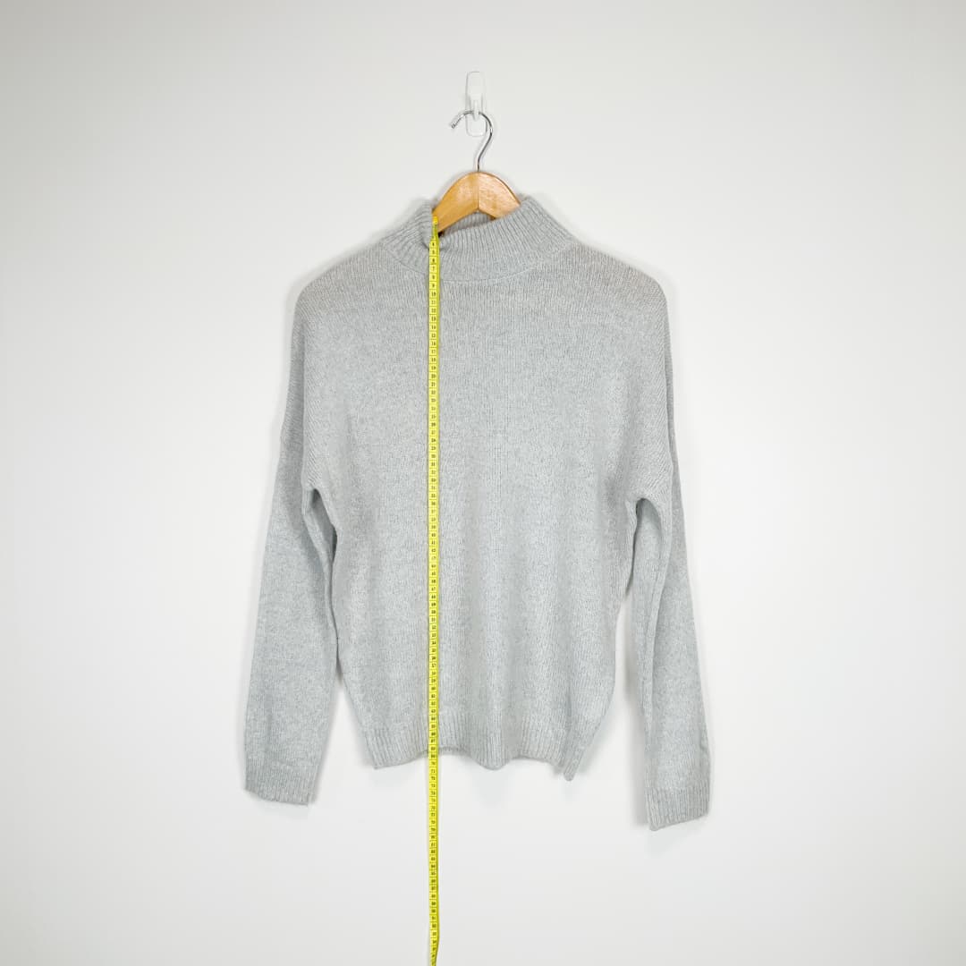GLASSONS - Grey Mock Neck Knit Jumper
