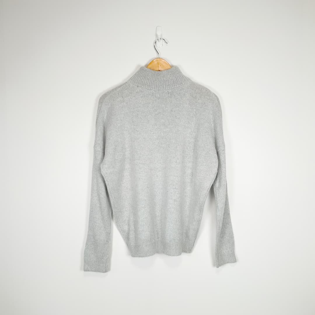 GLASSONS - Grey Mock Neck Knit Jumper