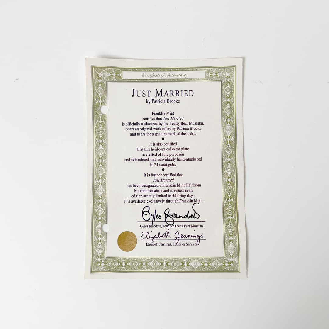 Franklin Mint - “Just Married” Limited Edition Collectors Plate