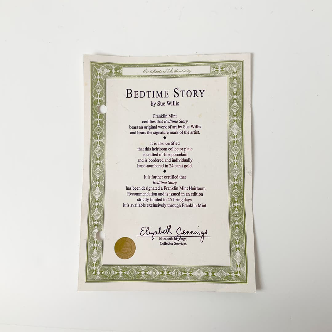 Franklin Mint - “Bedtime Story” Limited Edition Collectors Plate