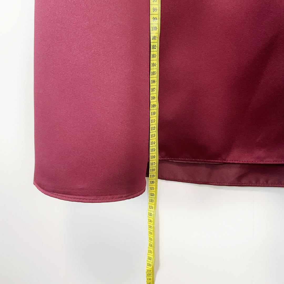 DAVID'S BRIDAL Burgundy Satin Formal Dress with Handbag