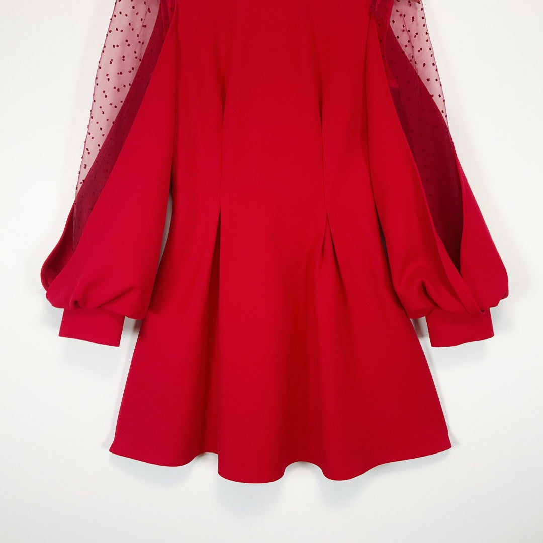 HANYULIN Red Long Sleeve Mini Dress