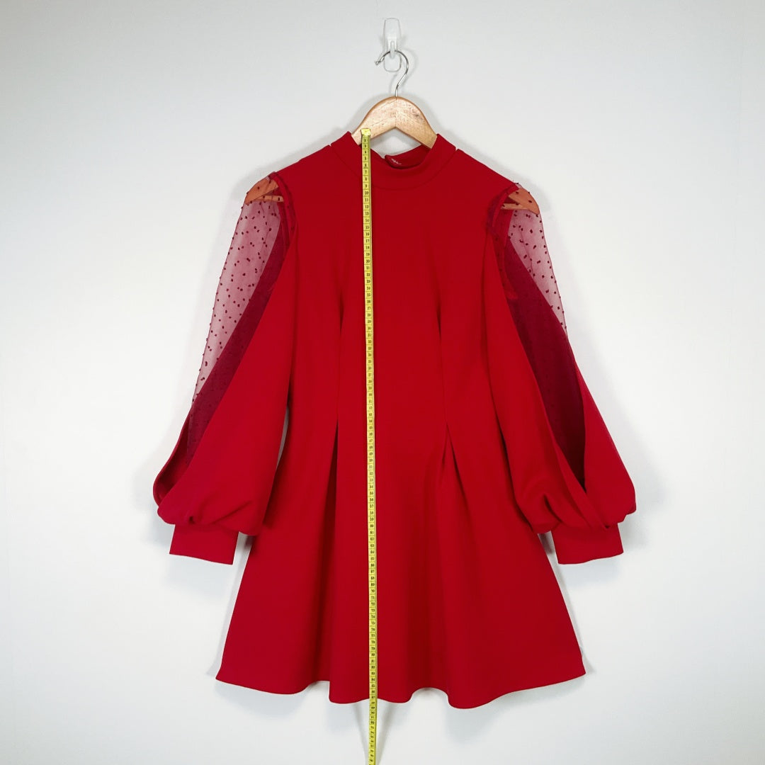 HANYULIN Red Long Sleeve Mini Dress