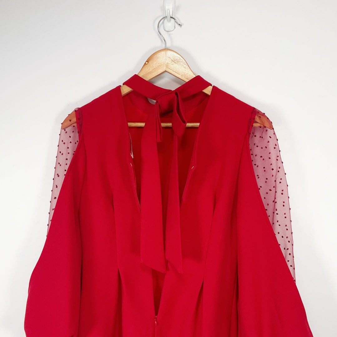 HANYULIN Red Long Sleeve Mini Dress