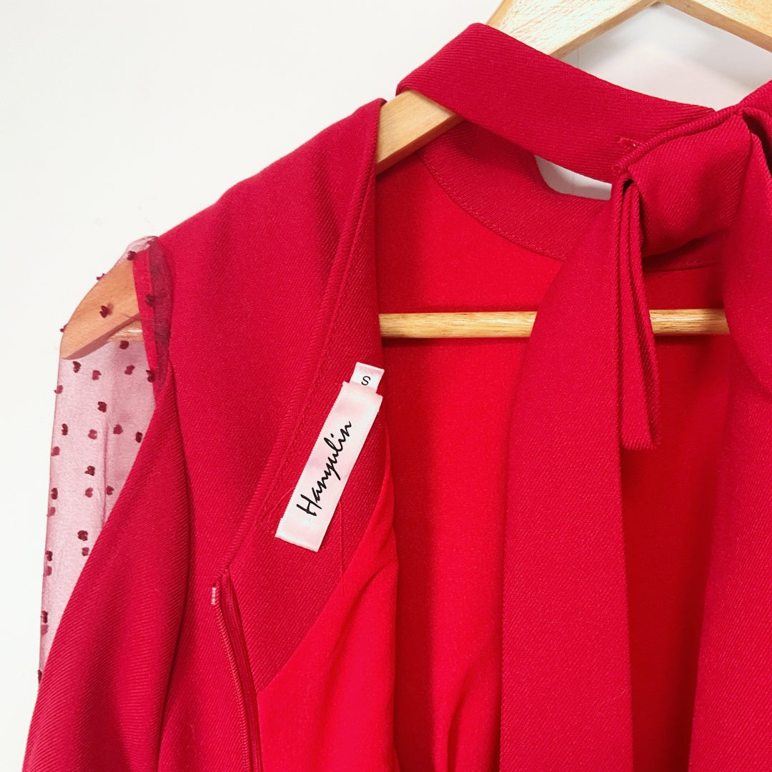 HANYULIN Red Long Sleeve Mini Dress