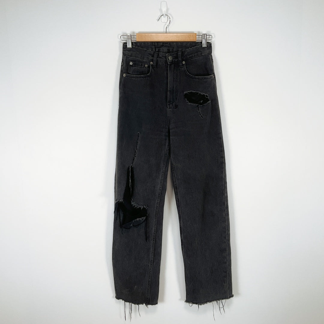 Ksubi Black Distressed Straight Leg Jeans