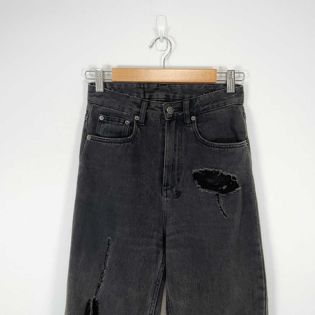Ksubi Black Distressed Straight Leg Jeans