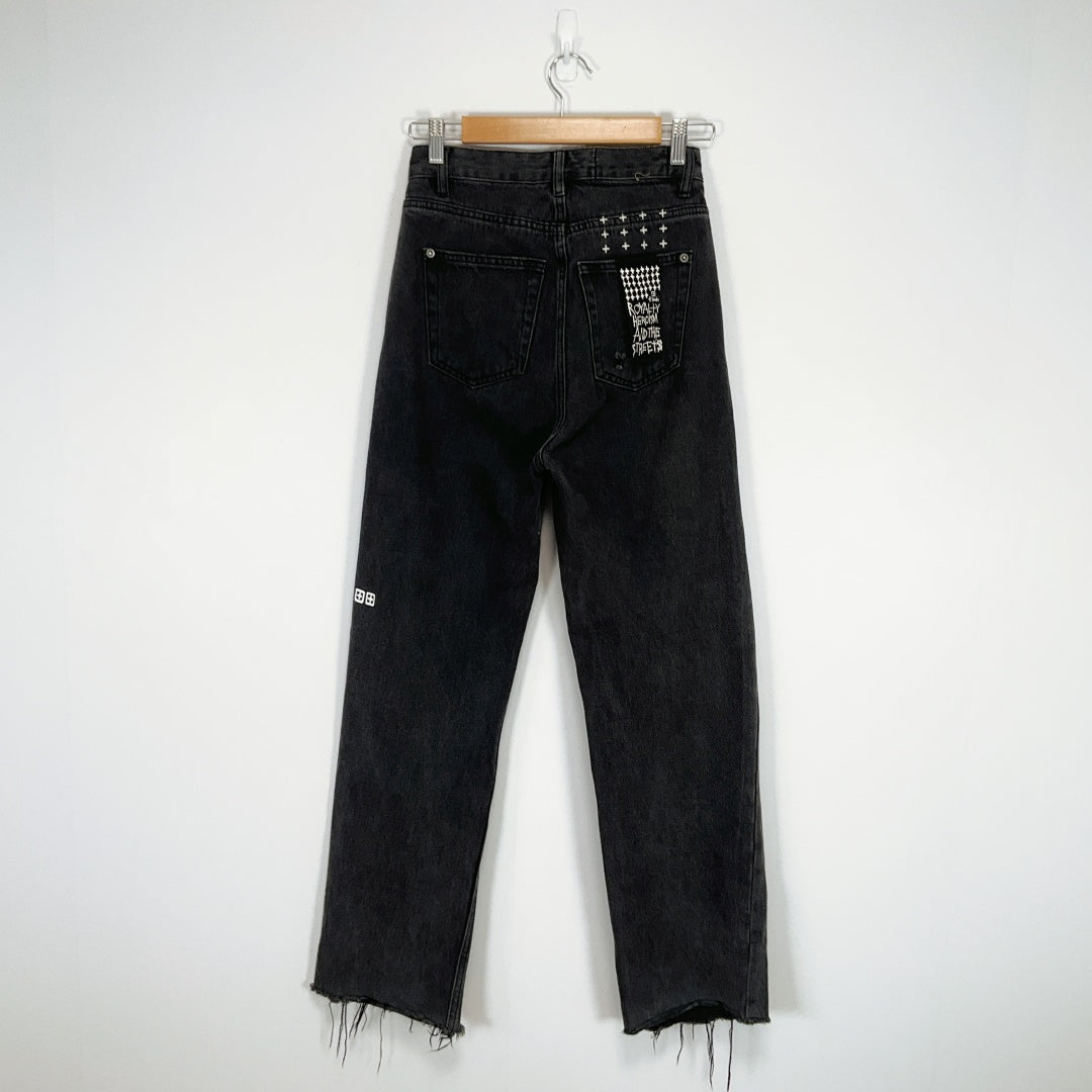 Ksubi Black Distressed Straight Leg Jeans