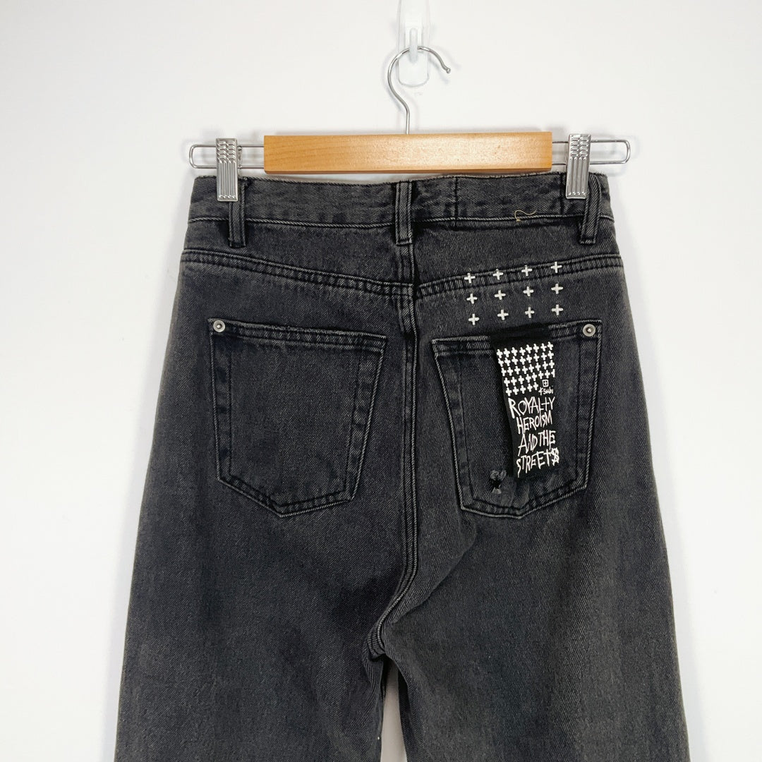 Ksubi Black Distressed Straight Leg Jeans