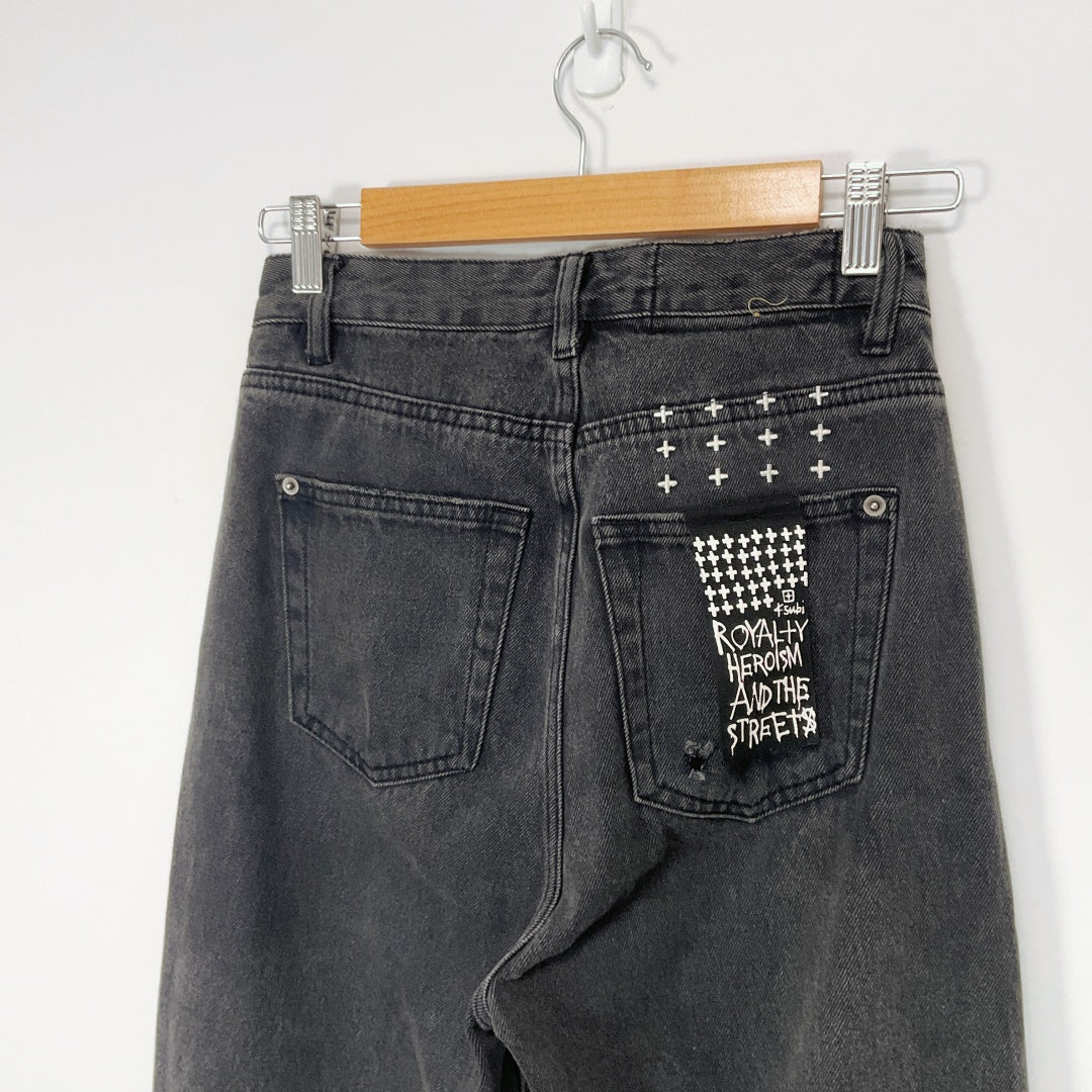 Ksubi Black Distressed Straight Leg Jeans