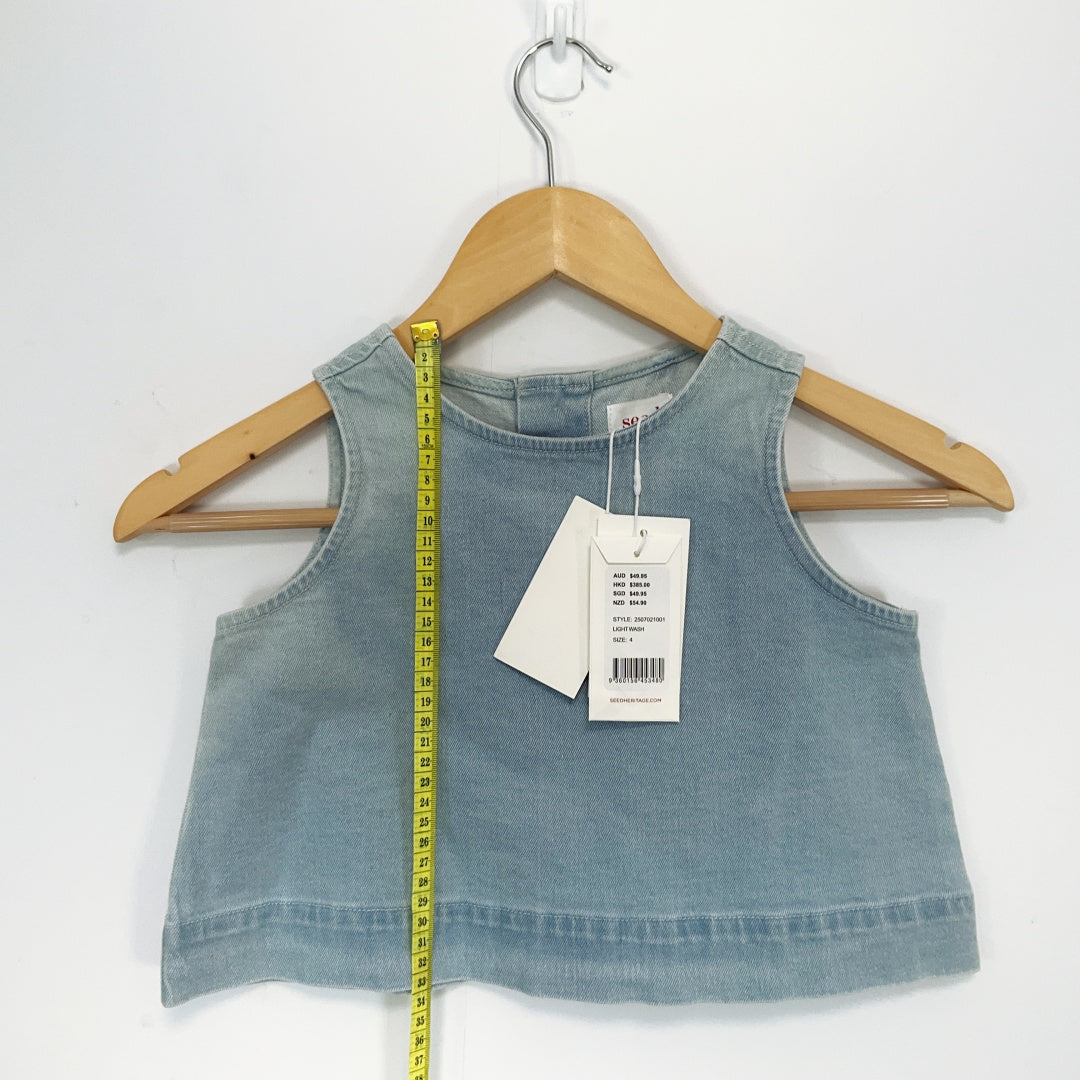 Seed Kids Light Wash Denim Sleeveless Top