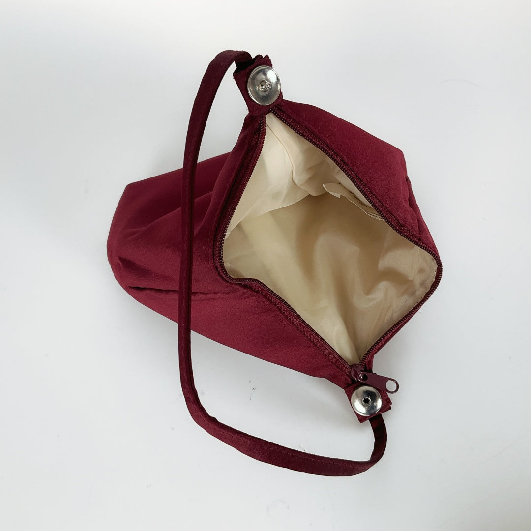 DAVID'S BRIDAL Burgundy Satin Formal Dress with Handbag