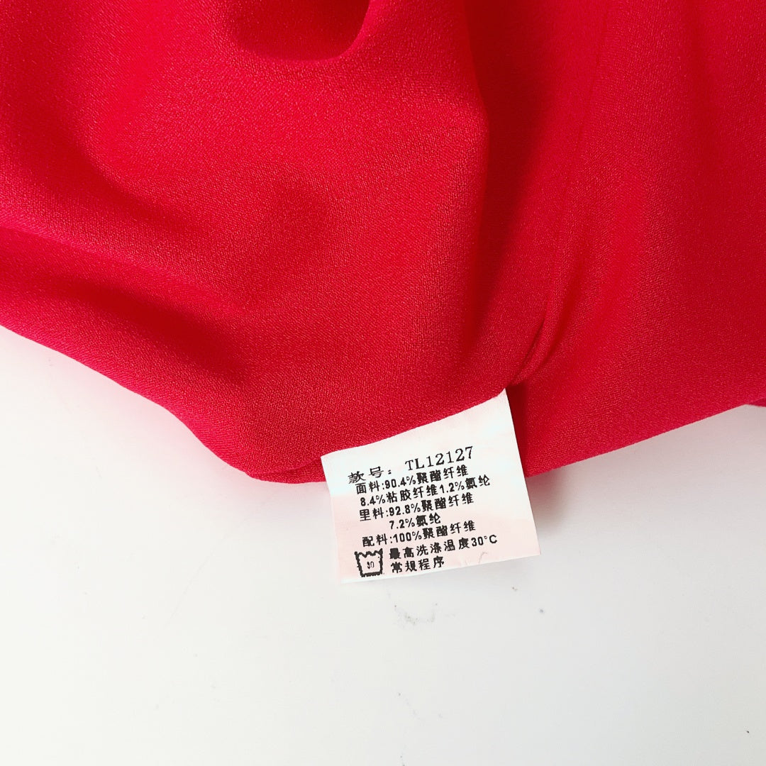 HANYULIN Red Long Sleeve Mini Dress