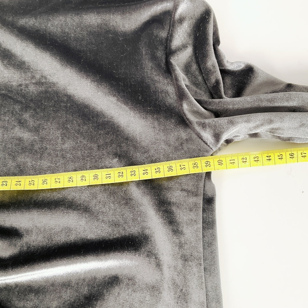 ZARA Kids Grey Velvet Ruched Long Sleeve Top