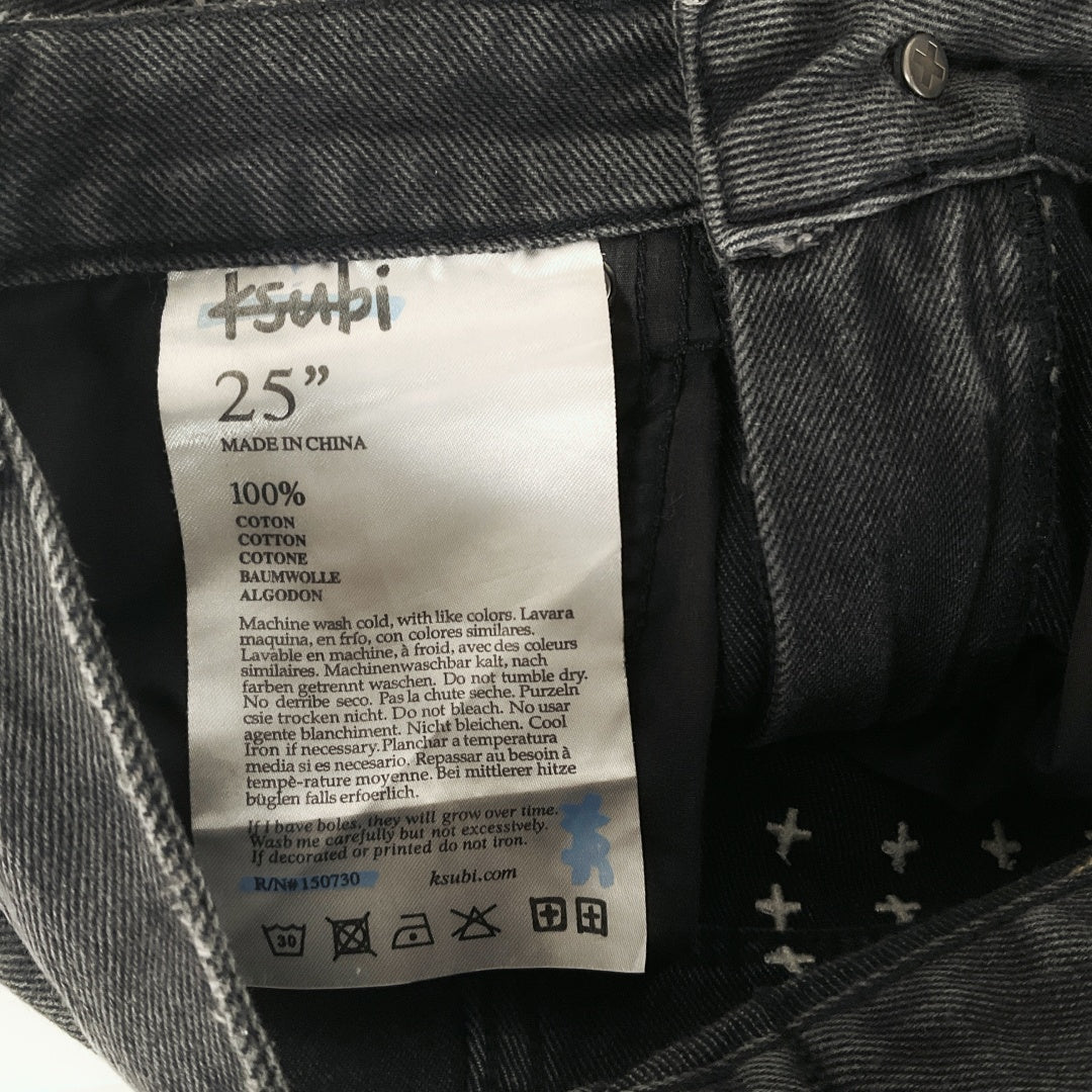 Ksubi Black Distressed Straight Leg Jeans