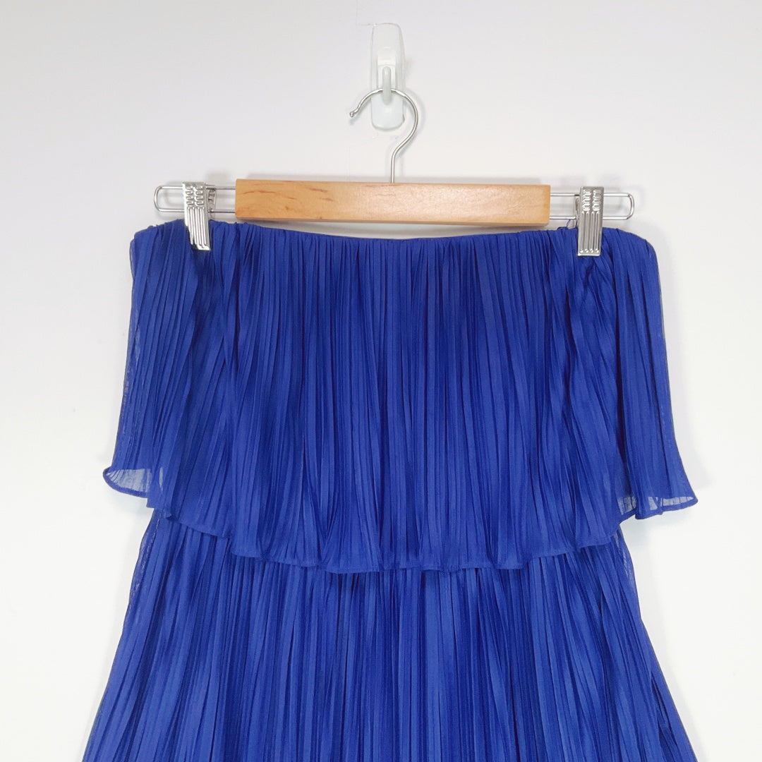 FOREVER NEW Navy Pleated Layered Mini Dress