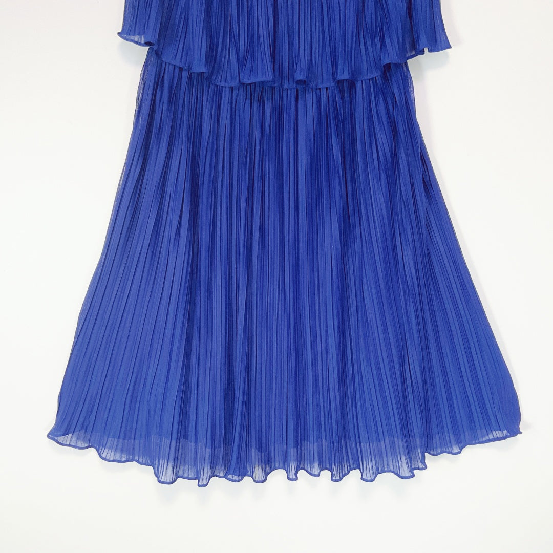 FOREVER NEW Navy Pleated Layered Mini Dress