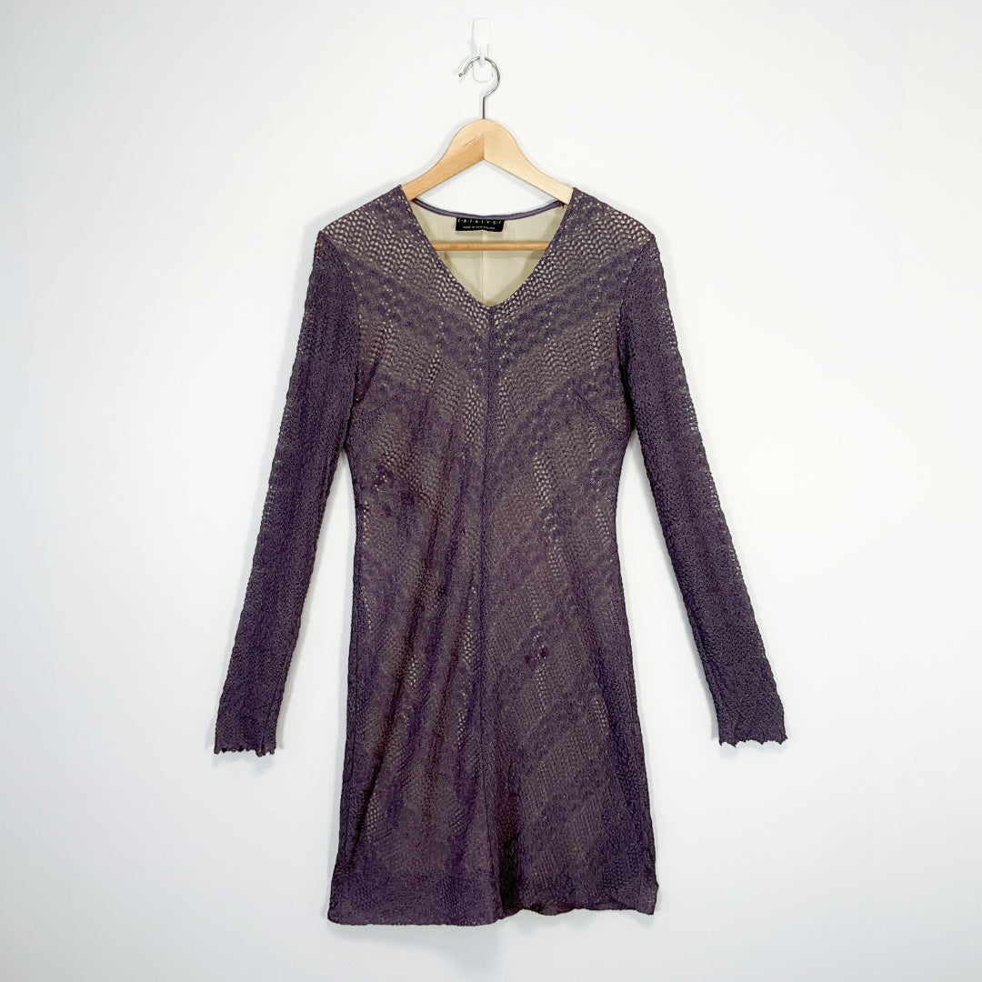 CATALYST - Long Sleeve Midi Lace Dress
