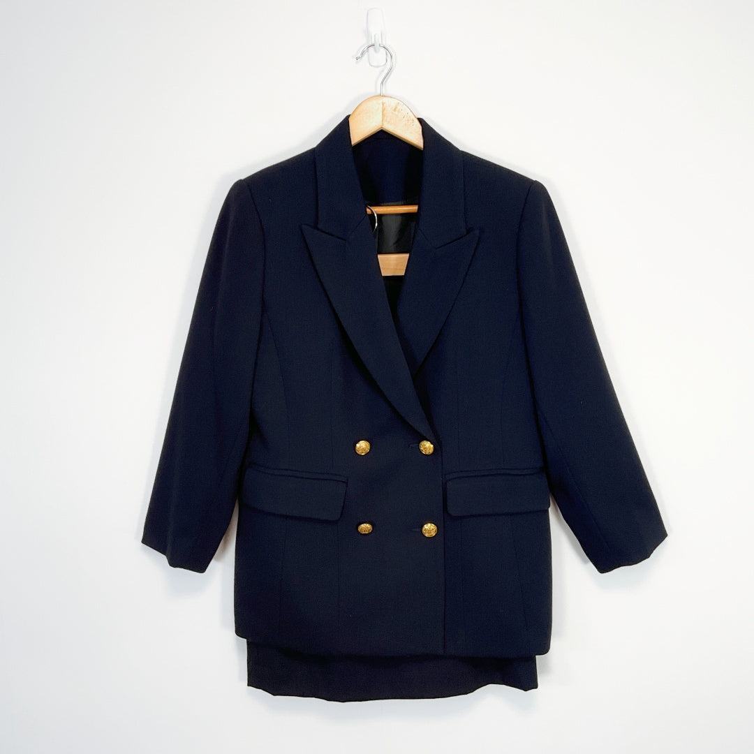 Tailored Navy Blazer and Skirt Set